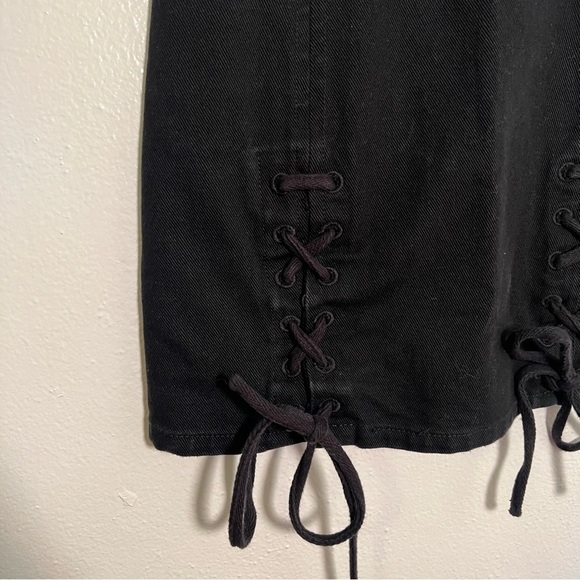 Honey Punch Denim Black Tied Mini Skirt - Picture 6 of 11